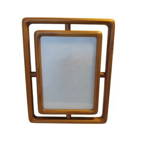 Vintage Fetco Teak MCM picture frame wood double nested rectangle rounded corner